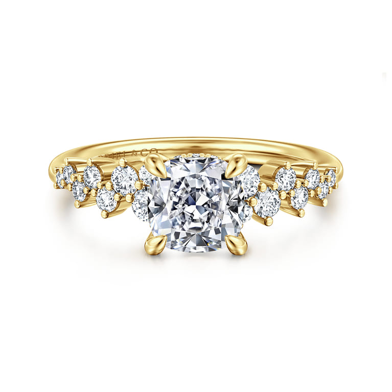 Cove - 14K Yellow Gold Cushion Cut Diamond Engagement Ring - 0.45 ct - Shot 1