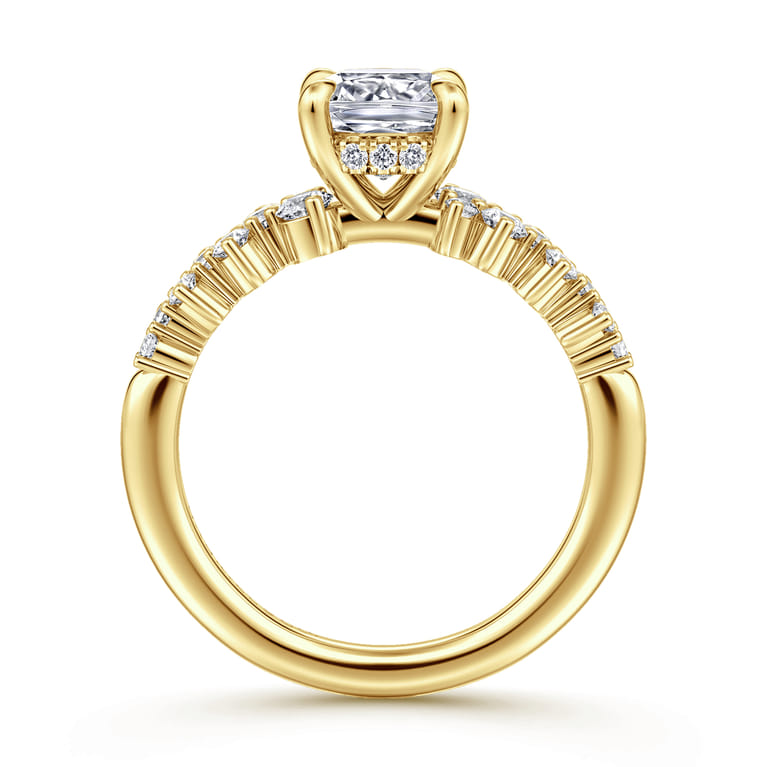 Cove - 14K Yellow Gold Cushion Cut Diamond Engagement Ring - 0.45 ct - Shot 2