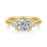 Mattie - 14K Yellow Gold Cushion Cut Lotus Diamond Engagement Ring - 0.45 ct
