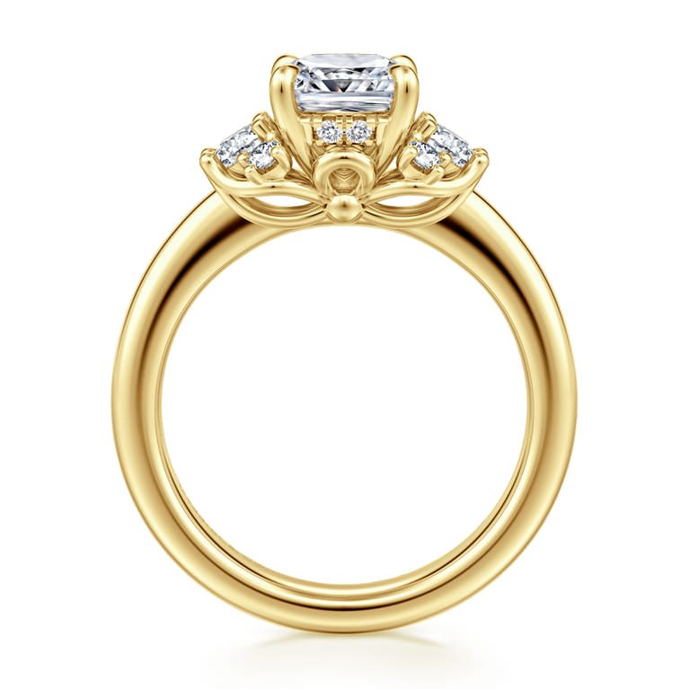 Mattie - 14K Yellow Gold Cushion Cut Lotus Diamond Engagement Ring - 0.45 ct - Shot 2