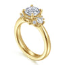 Mattie - 14K Yellow Gold Cushion Cut Lotus Diamond Engagement Ring - 0.45 ct