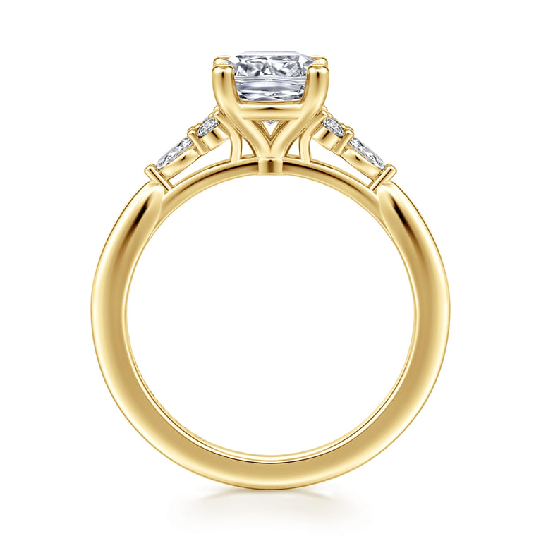 Arletta - 14K Yellow Gold Cushion Cut Diamond Engagement Ring - 0.18 ct - Shot 2