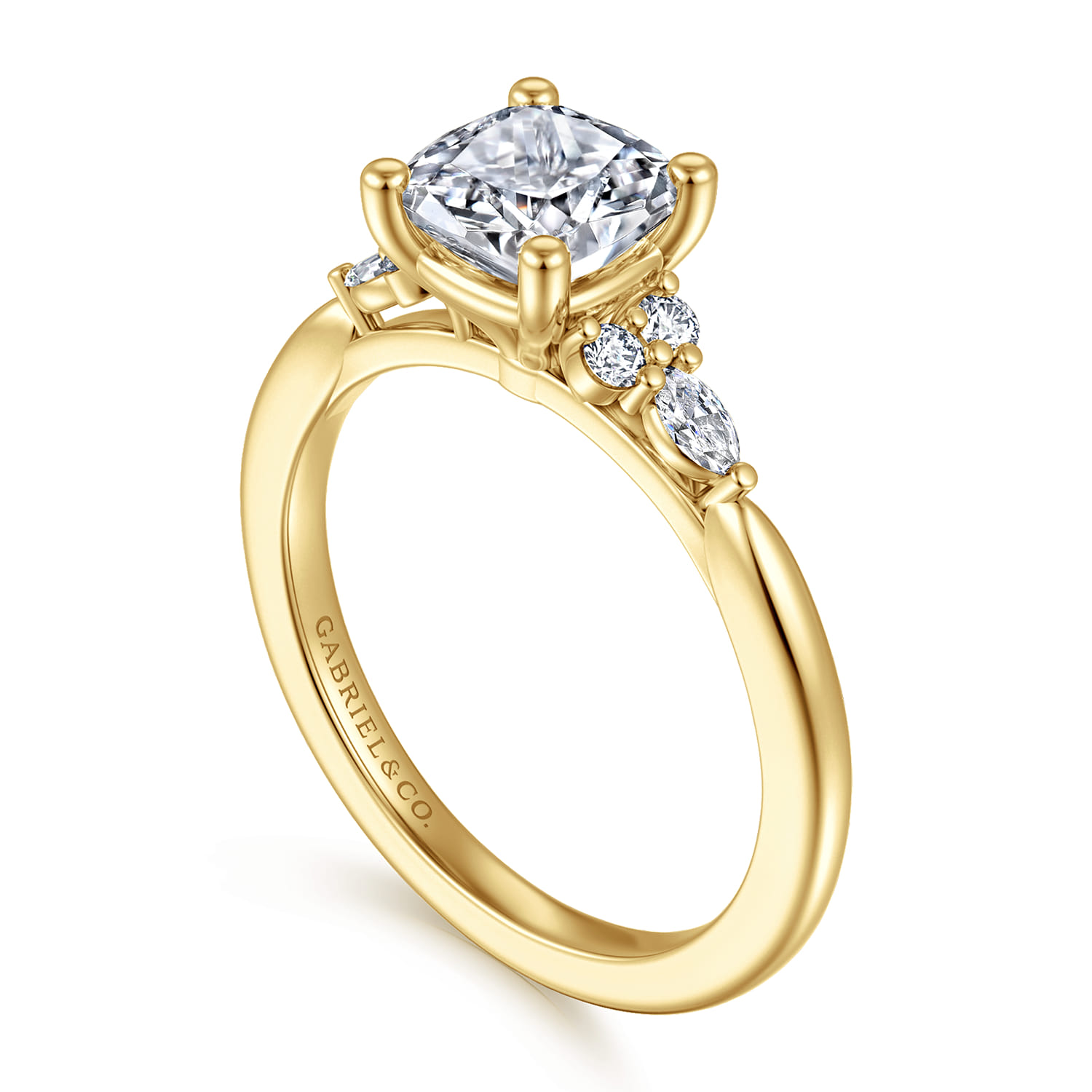Arletta - 14K Yellow Gold Cushion Cut Diamond Engagement Ring - 0.18 ct - Shot 3