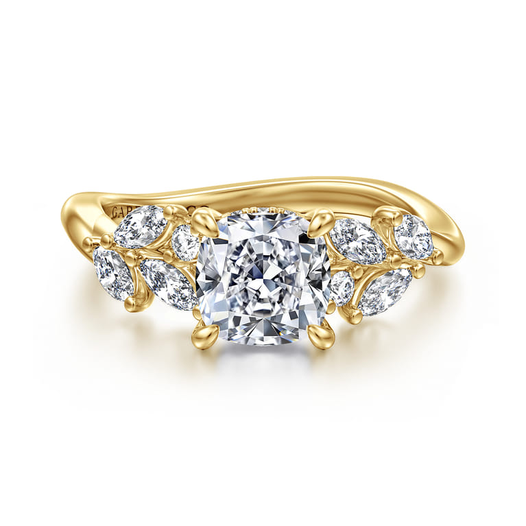 Collette - 14K Yellow Gold Cushion Cut Diamond Engagement Ring - 0.5 ct - Shot 1