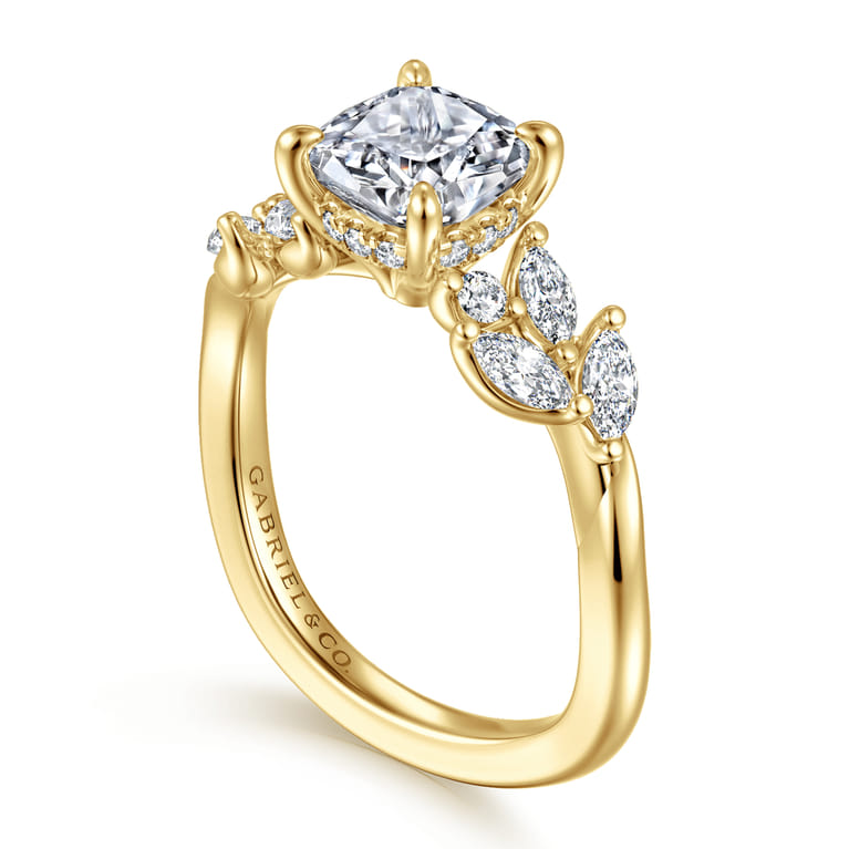 Collette - 14K Yellow Gold Cushion Cut Diamond Engagement Ring - 0.5 ct - Shot 3