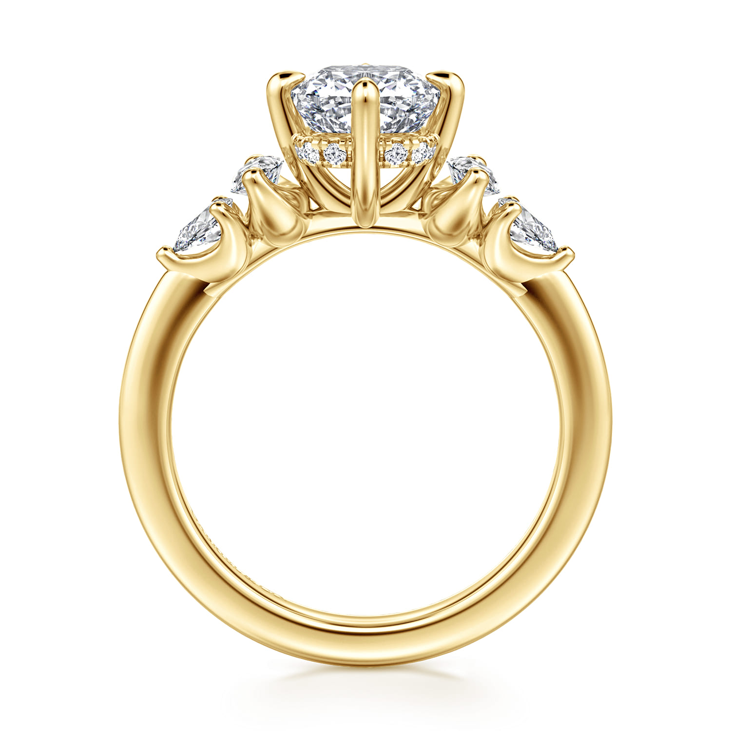 Colton - 14K Yellow Gold Compass Prong Cushion Cut Diamond Engagement Ring - 0.5 ct - Shot 2