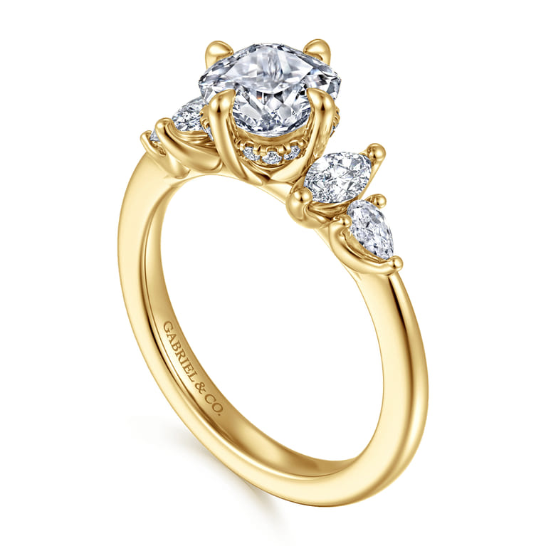 Colton - 14K Yellow Gold Compass Prong Cushion Cut Diamond Engagement Ring - 0.5 ct - Shot 3