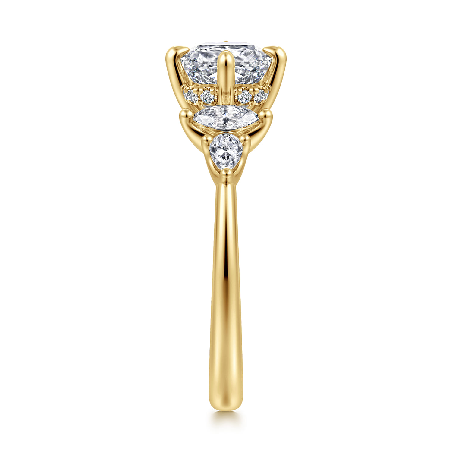 Colton - 14K Yellow Gold Compass Prong Cushion Cut Diamond Engagement Ring - 0.5 ct - Shot 4