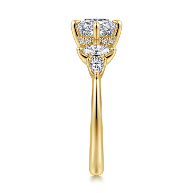Colton - 14K Yellow Gold Compass Prong Cushion Cut Diamond Engagement Ring - 0.5 ct - Shot 4