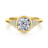 Iryna - 14K Yellow Gold Bezel Set Cushion Diamond Engagement Ring - 0.22 ct