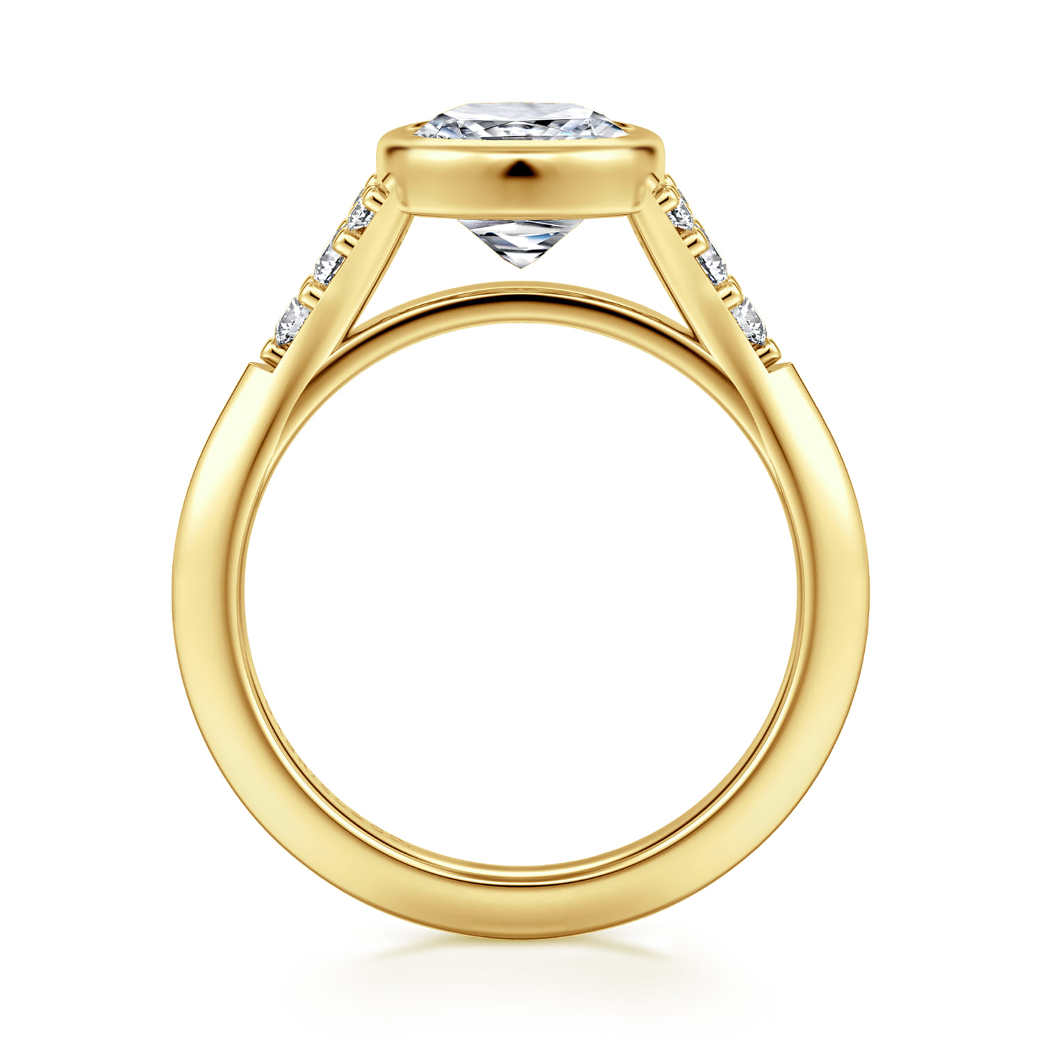 Iryna - 14K Yellow Gold Bezel Set Cushion Diamond Engagement Ring - 0.22 ct - Shot 2
