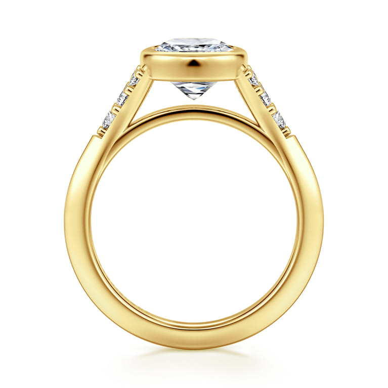 Iryna - 14K Yellow Gold Bezel Set Cushion Diamond Engagement Ring - 0.22 ct - Shot 2
