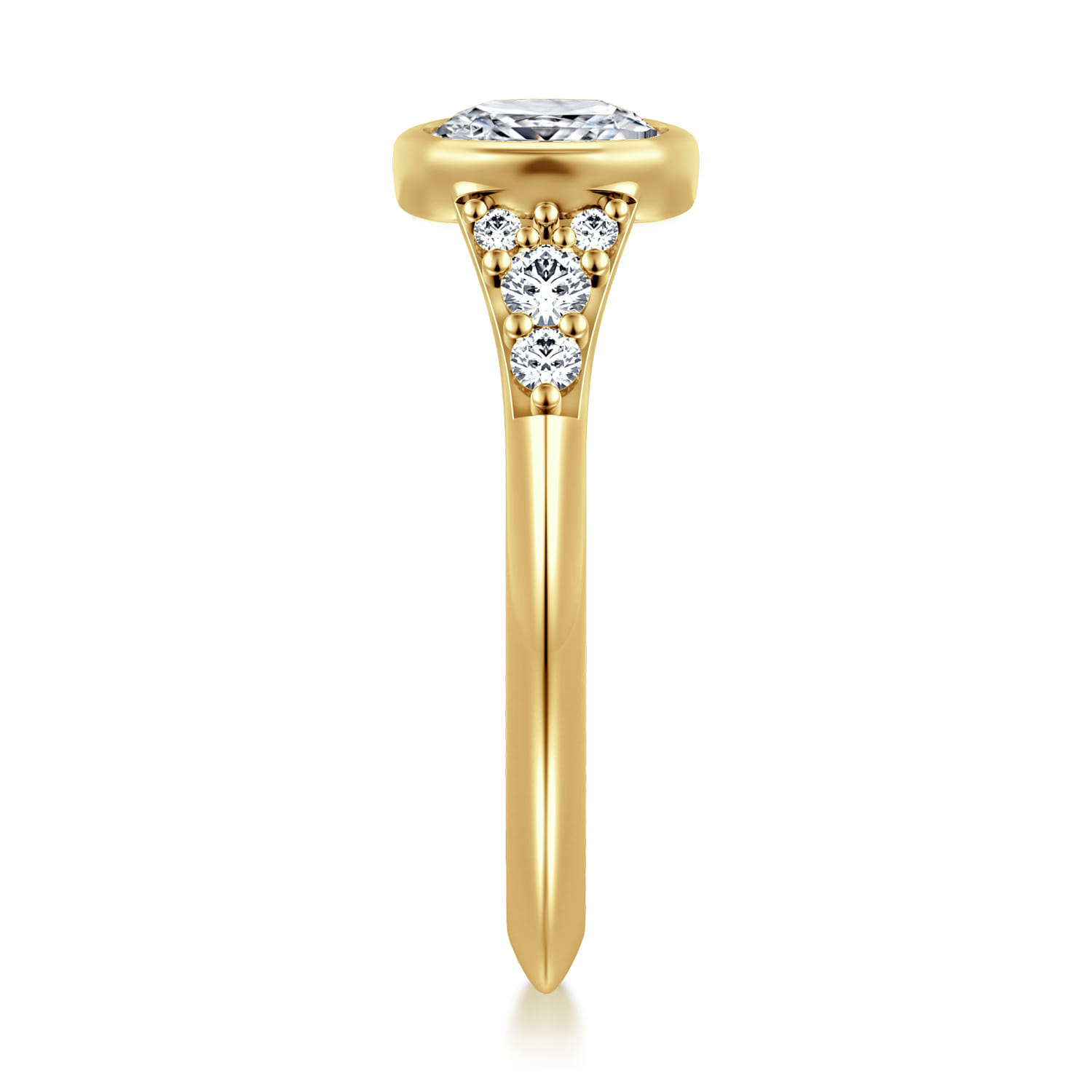 Iryna - 14K Yellow Gold Bezel Set Cushion Diamond Engagement Ring - 0.22 ct - Shot 4
