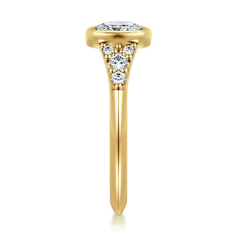 Iryna - 14K Yellow Gold Bezel Set Cushion Diamond Engagement Ring - 0.22 ct - Shot 4