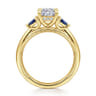 Dani - 14K Yellow Gold Cushion Cut Diamond and Sapphire Engagement Ring - 0.4 ct