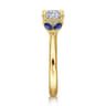 Dani - 14K Yellow Gold Cushion Cut Diamond and Sapphire Engagement Ring - 0.4 ct