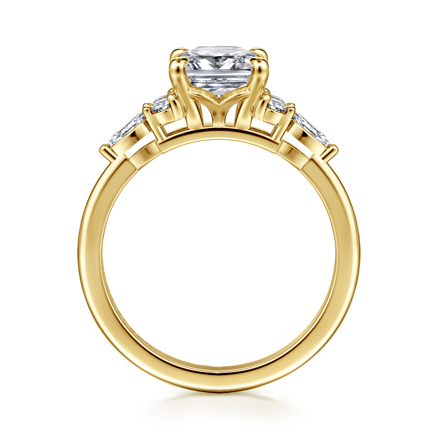 Avah - 14K Yellow Gold Elongated Cushion Diamond Cluster Engagement Ring - 0.3 ct - Shot 2