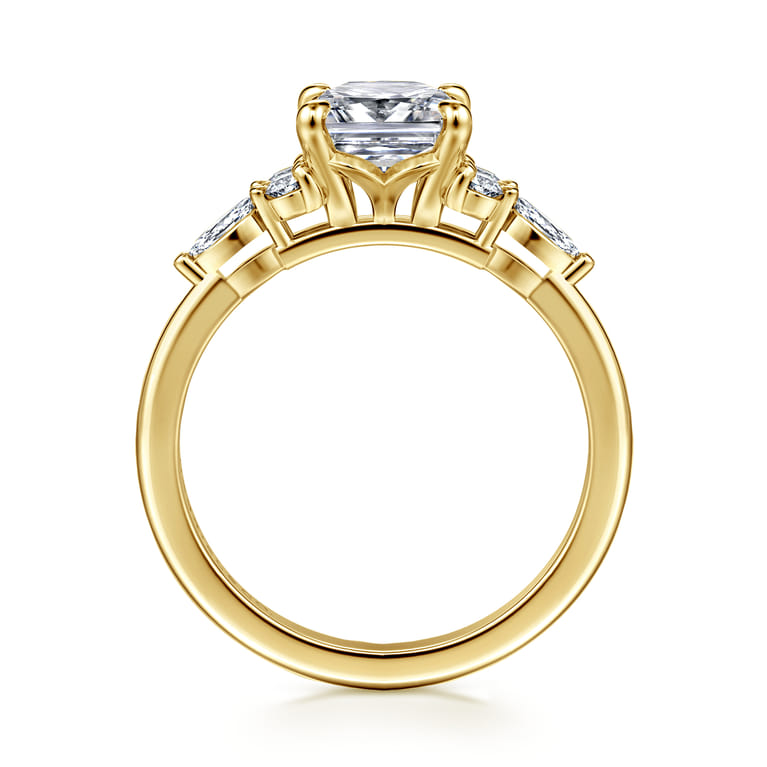 Avah - 14K Yellow Gold Elongated Cushion Diamond Cluster Engagement Ring - 0.3 ct - Shot 2