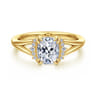 Solenne - 14K Y.Gold Split Shank Elongated Cushion Diamond Engagement Ring - 0.06 ct