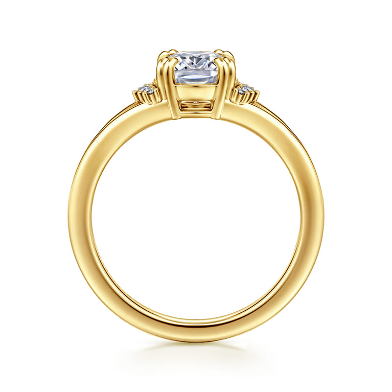 Solenne - 14K Y.Gold Split Shank Elongated Cushion Diamond Engagement Ring - 0.06 ct - Shot 2