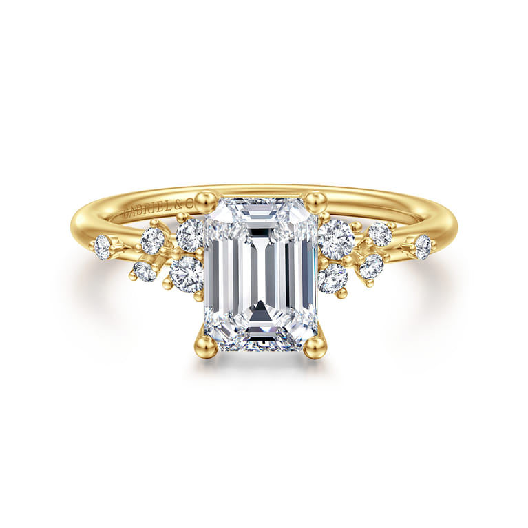 Reena - 14K Yellow Gold Emerald Cut Diamond Engagement Ring - 0.18 ct - Shot 1