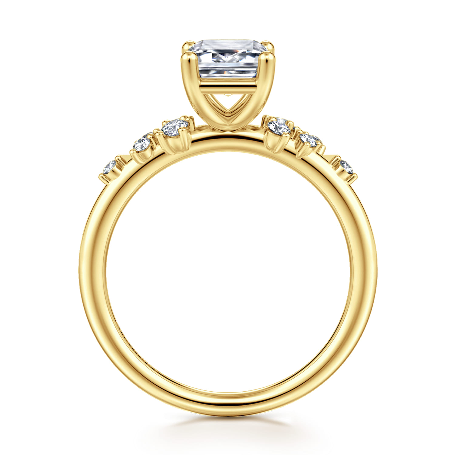 Reena - 14K Yellow Gold Emerald Cut Diamond Engagement Ring - 0.18 ct - Shot 2