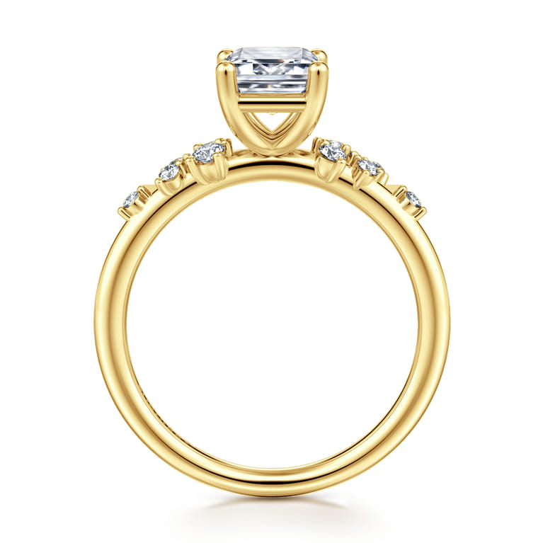Reena - 14K Yellow Gold Emerald Cut Diamond Engagement Ring - 0.18 ct - Shot 2