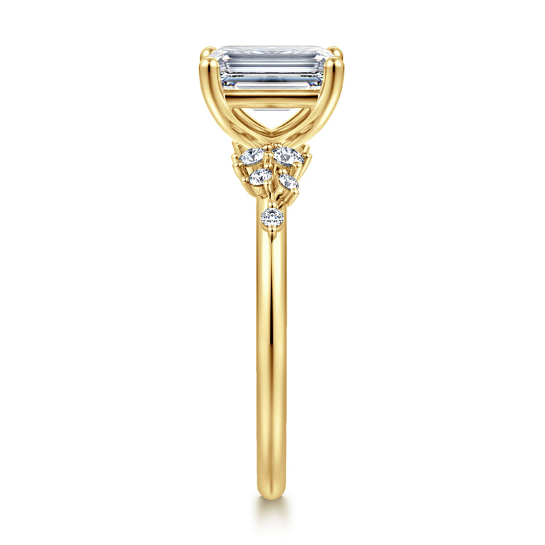 Reena - 14K Yellow Gold Emerald Cut Diamond Engagement Ring - 0.18 ct - Shot 4