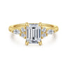 Avah - 14K Yellow Gold Emerald Cut Diamond Cluster Engagement Ring - 0.28 ct