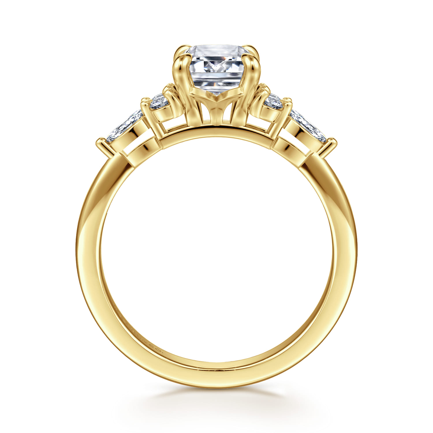 Avah - 14K Yellow Gold Emerald Cut Diamond Cluster Engagement Ring - 0.28 ct - Shot 2