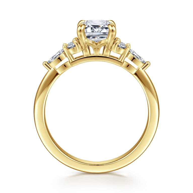 Avah - 14K Yellow Gold Emerald Cut Diamond Cluster Engagement Ring - 0.28 ct - Shot 2