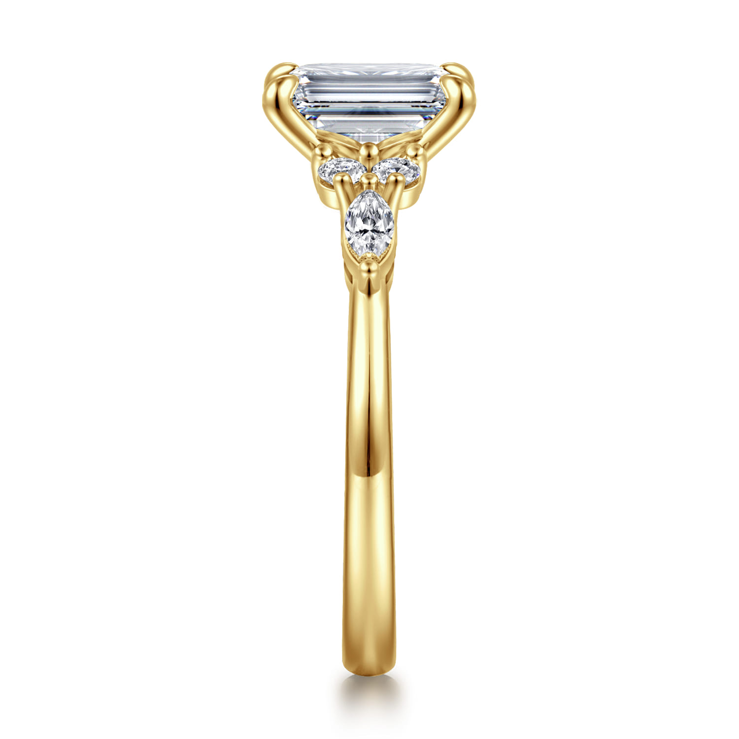 Avah - 14K Yellow Gold Emerald Cut Diamond Cluster Engagement Ring - 0.28 ct - Shot 4
