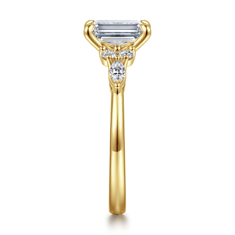 Avah - 14K Yellow Gold Emerald Cut Diamond Cluster Engagement Ring - 0.28 ct - Shot 4