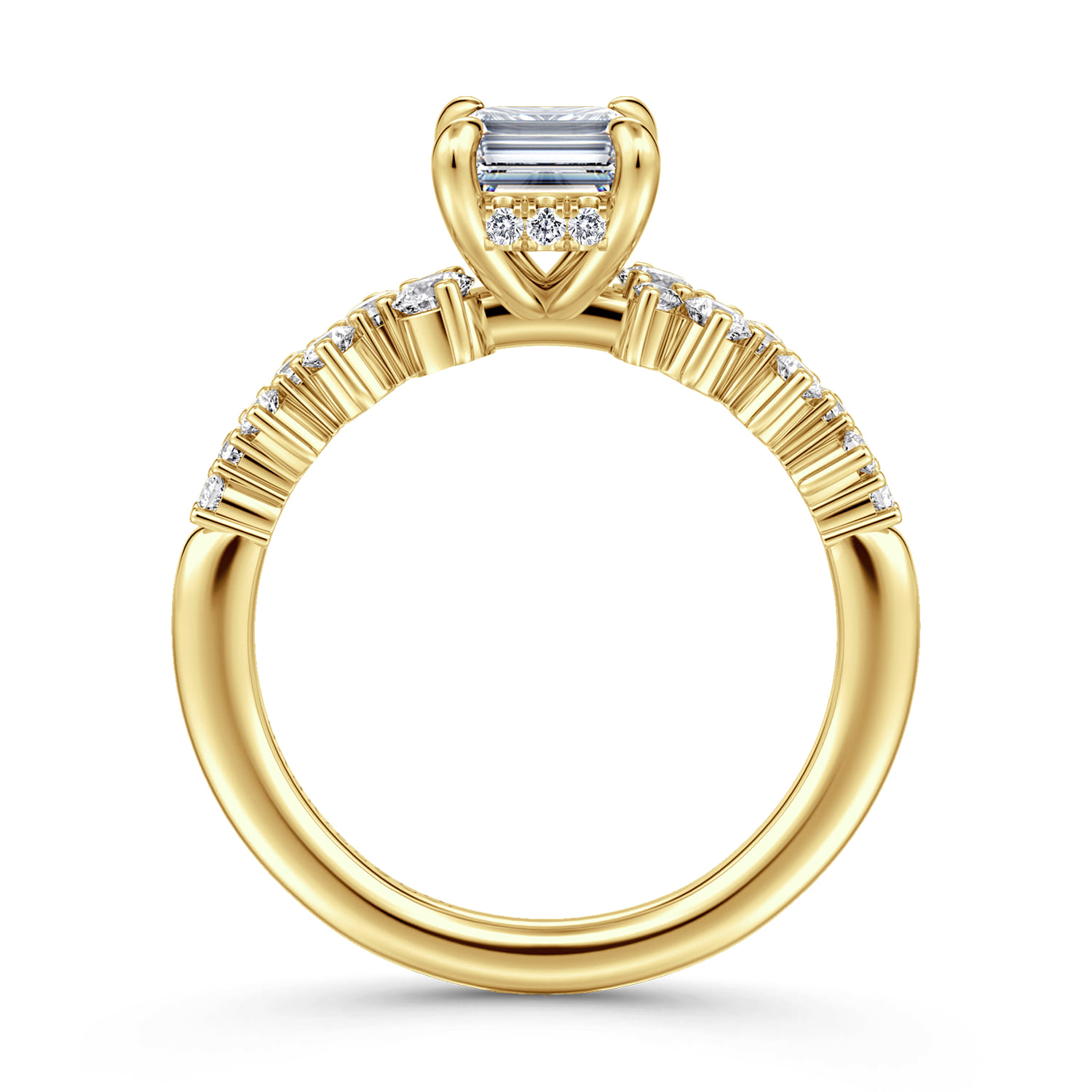 Cove - 14K Yellow Gold Emerald Cut Diamond Engagement Ring - 0.5 ct - Shot 2
