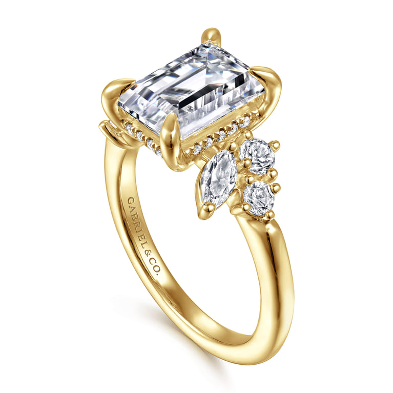 Caye - 14K Yellow Gold Emerald Cut Diamond Engagement Ring - 0.7 ct - Shot 3