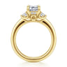 Mattie - 14K Yellow Gold Emerald Cut Lotus Diamond Engagement Ring - 0.4 ct