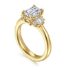 Mattie - 14K Yellow Gold Emerald Cut Lotus Diamond Engagement Ring - 0.4 ct