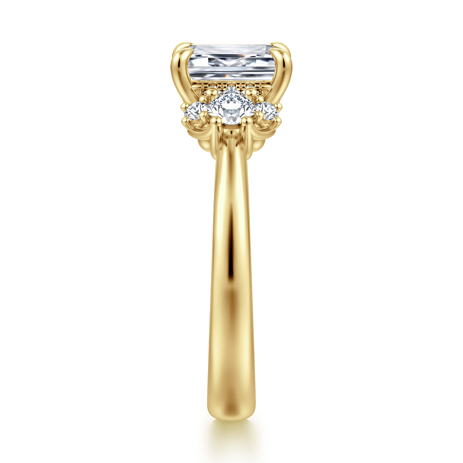 Mattie - 14K Yellow Gold Emerald Cut Lotus Diamond Engagement Ring - 0.4 ct - Shot 4