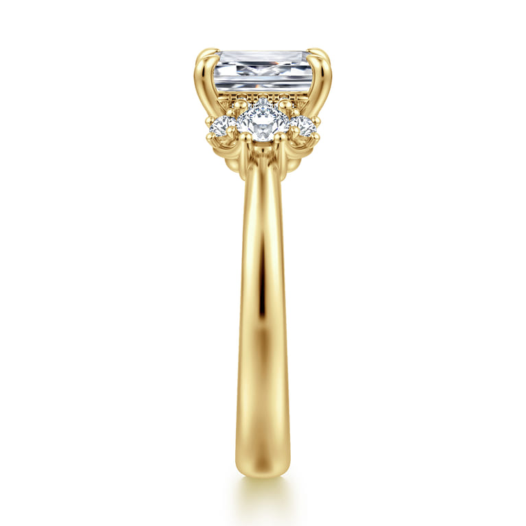 Mattie - 14K Yellow Gold Emerald Cut Lotus Diamond Engagement Ring - 0.4 ct - Shot 4