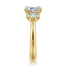 Mattie - 14K Yellow Gold Emerald Cut Lotus Diamond Engagement Ring - 0.4 ct