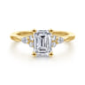 Arletta - 14K Yellow Gold Emerald Cut Diamond Engagement Ring - 0.18 ct