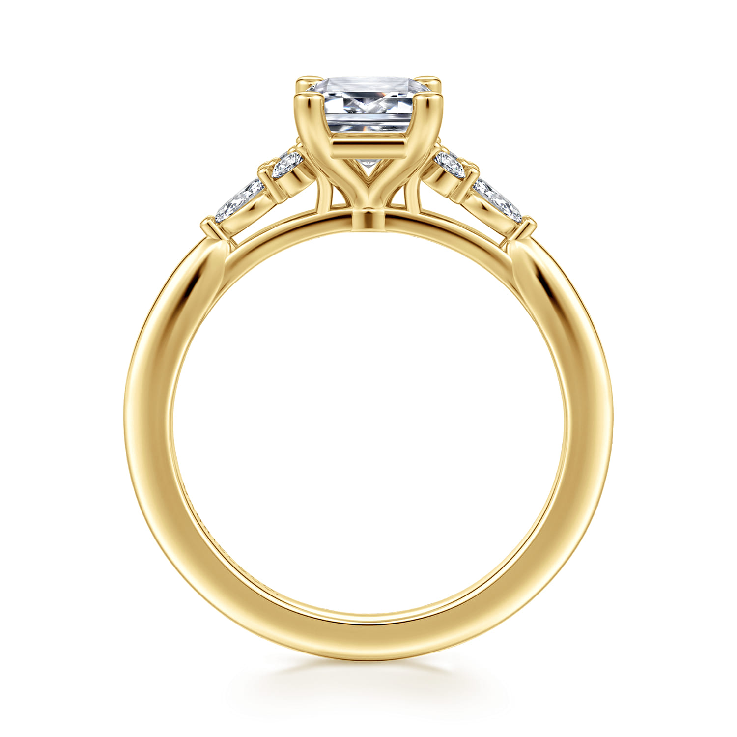 Arletta - 14K Yellow Gold Emerald Cut Diamond Engagement Ring - 0.18 ct - Shot 2