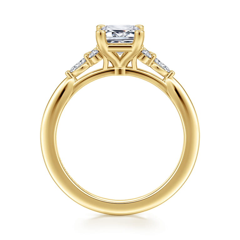 Arletta - 14K Yellow Gold Emerald Cut Diamond Engagement Ring - 0.18 ct - Shot 2
