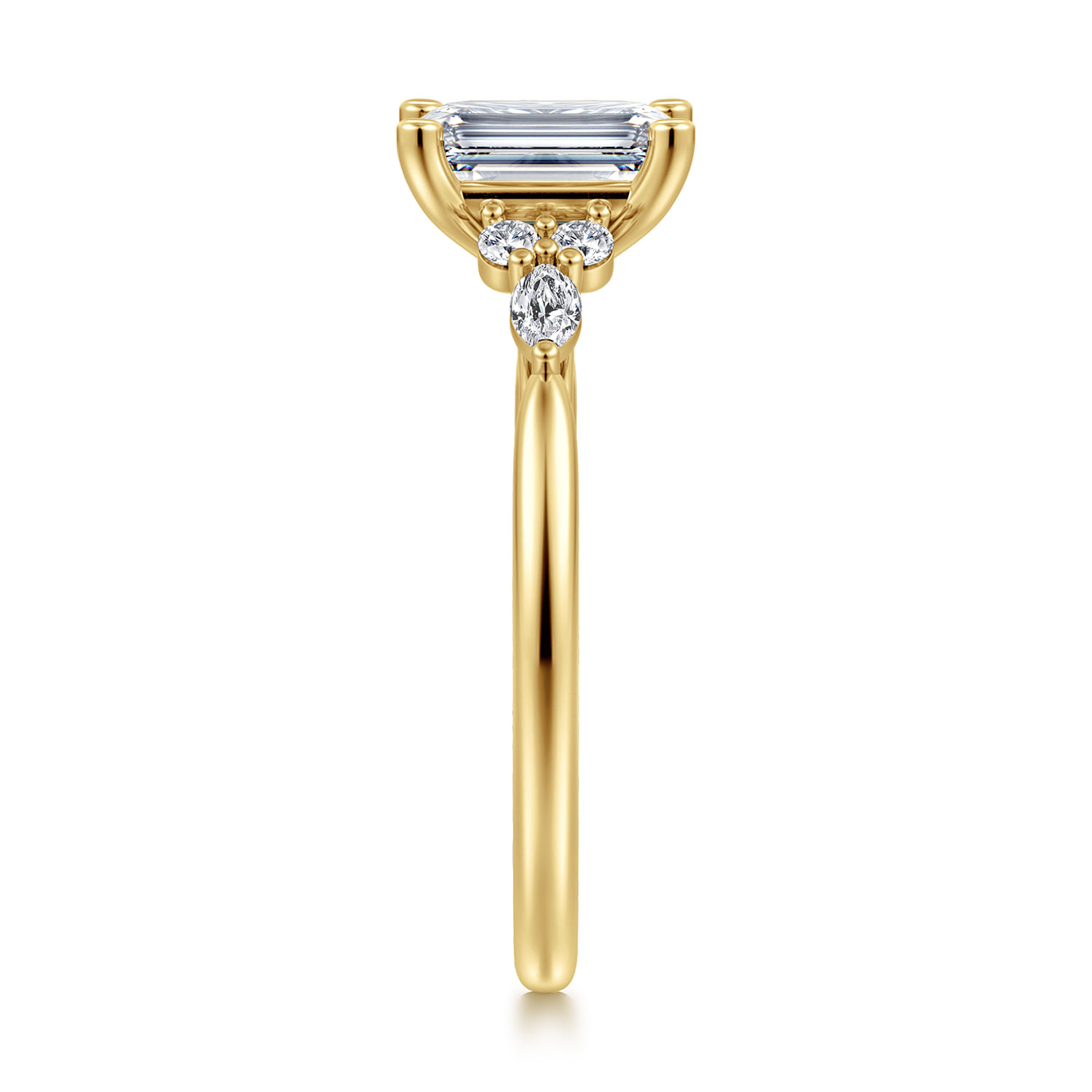 Arletta - 14K Yellow Gold Emerald Cut Diamond Engagement Ring - 0.18 ct - Shot 4