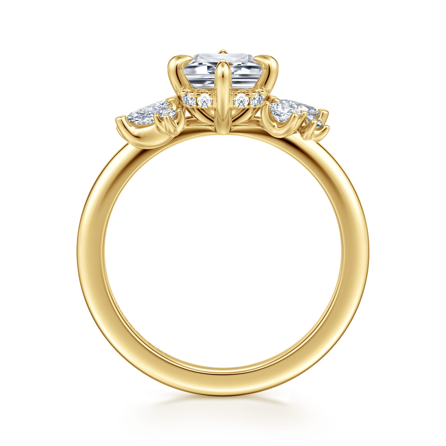 Cicely - 14K Yellow Gold Emerald Cut Diamond Engagement Ring - 0.3 ct - Shot 2