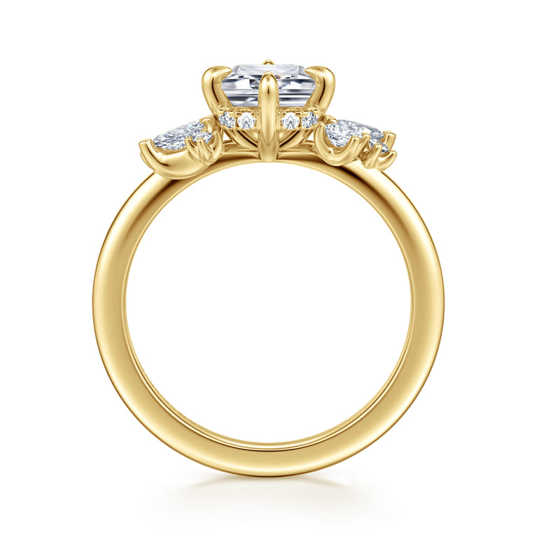 Cicely - 14K Yellow Gold Emerald Cut Diamond Engagement Ring - 0.3 ct - Shot 2