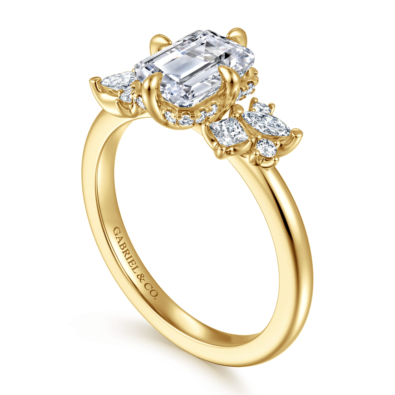 Cicely - 14K Yellow Gold Emerald Cut Diamond Engagement Ring - 0.3 ct - Shot 3
