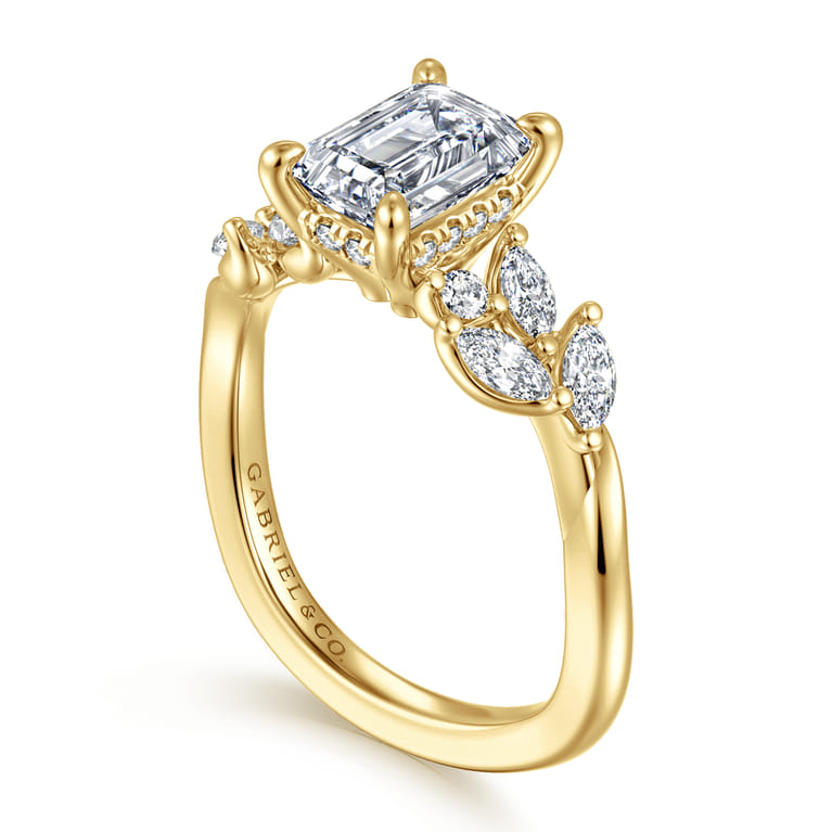 Collette - 14K Yellow Gold Emerald Cut Diamond Engagement Ring - 0.5 ct - Shot 3