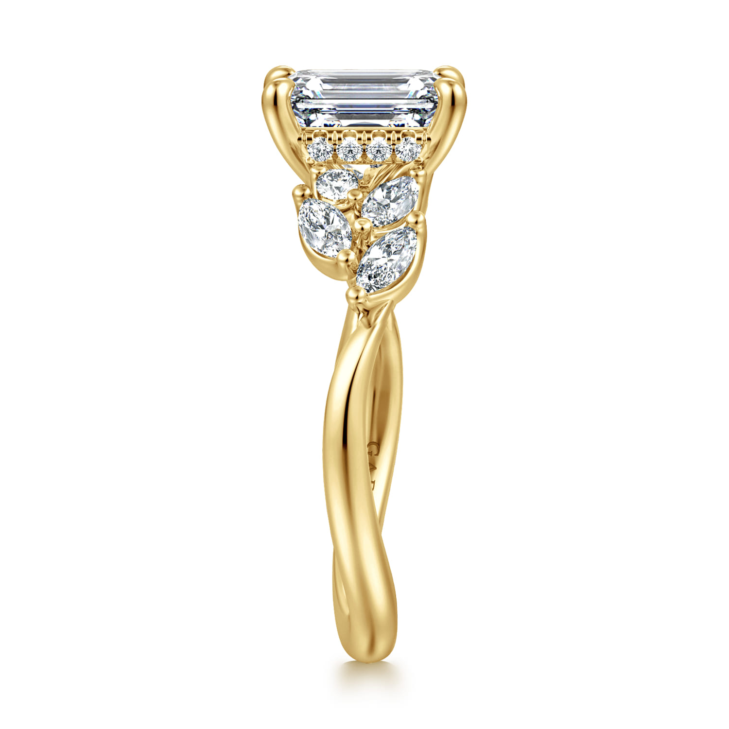 Collette - 14K Yellow Gold Emerald Cut Diamond Engagement Ring - 0.5 ct - Shot 4