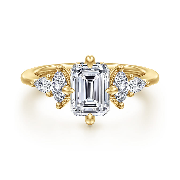 Colton - 14K Yellow Gold Compass Prong Emerald Cut Diamond Engagement Ring - 0.5 ct - Shot 1